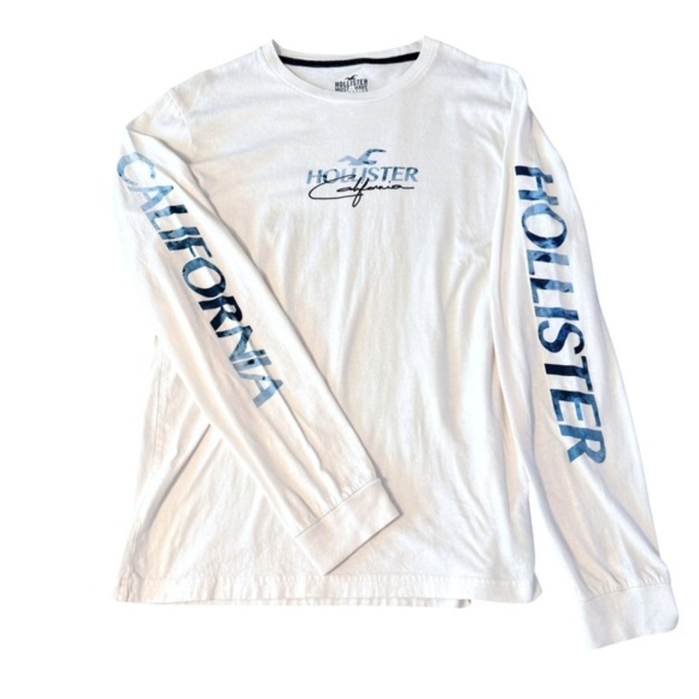 Hollister Long Sleeve Spell Out Tee Must Have Collection Mens L White Cotton‎